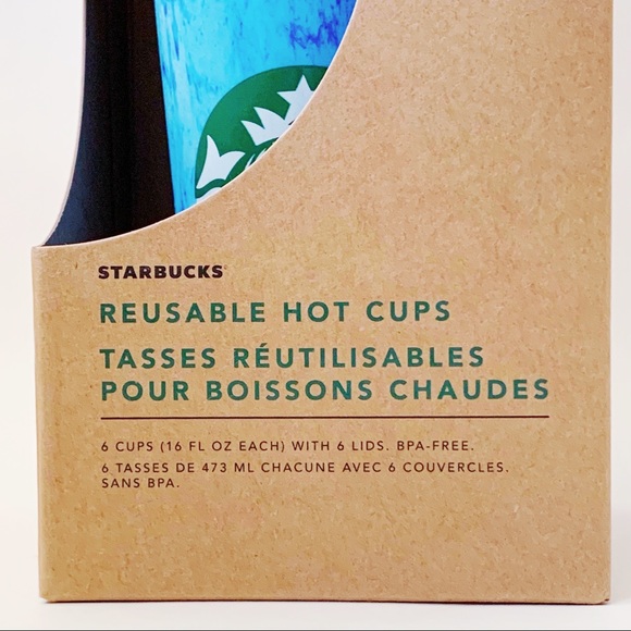 New Starbucks Hot Reusable Cups Set of 6 With Lids - Picture 2 of 8